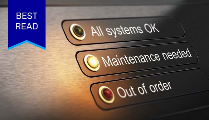 Condition based monitoring panel: lights labeled 'All systems OK', 'Maintenance needed' and 'Out of order'.
