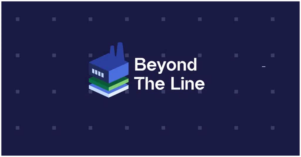 Logo showing a stylized factory icon next to the text "Beyond The Line" on a dark blue background with lighter blue dot accents, symbolizing deep dives into process health.