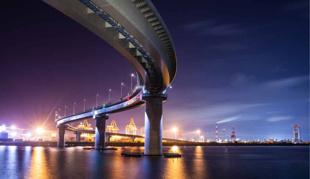 Bridge heading to shiny factory