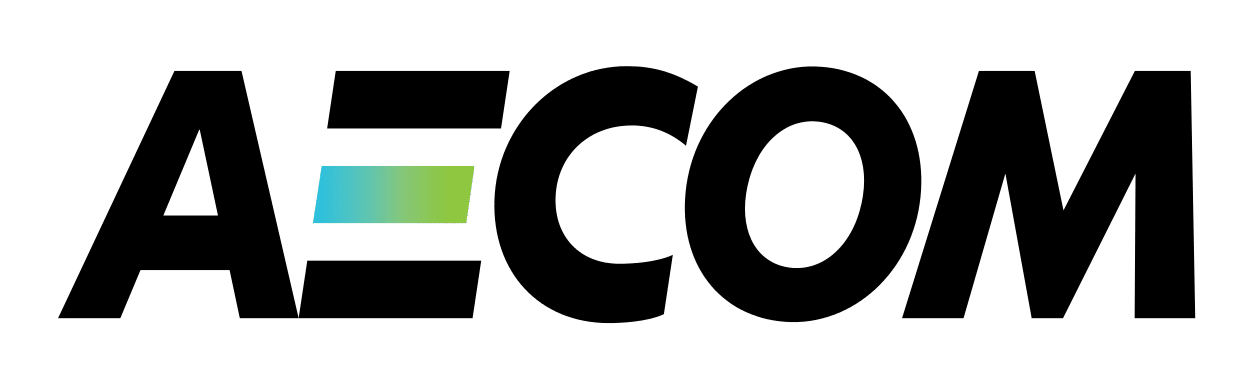 Aecom logo on a commercial green background.