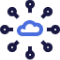 An icon featuring a blue cloud at its center, surrounded by seven dark blue lightbulbs radiating outward, reminiscent of the innovative Ranger Pro Sensor technology.
